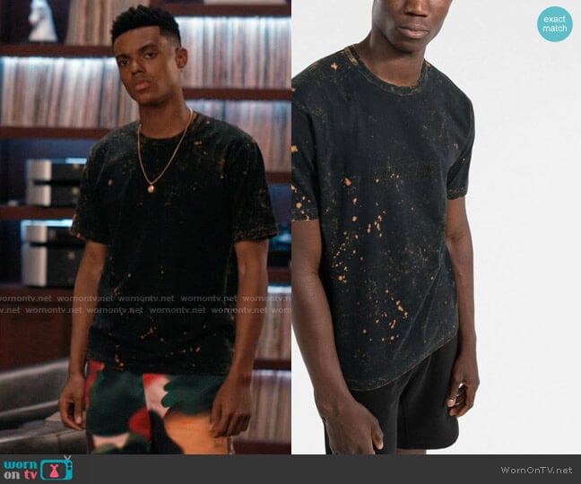 Stone Island Splatter Effect Logo T-shirt worn by Will Smith (Jabari Banks) on Bel-Air