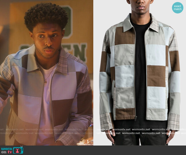 Patchwork Zip Jacket by Stussy worn by Douglas Edwards (Diggy Simmons) on Grown-ish
