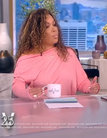 Sunny’s pink one shoulder sweater on The View