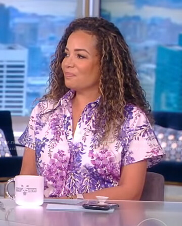Sunny’s purple floral short sleeve shirt on The View
