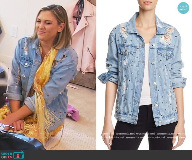 Studded Denim Jacket by Sunset + Spring worn by Gina Kirschenheiter on The Real Housewives of Orange County