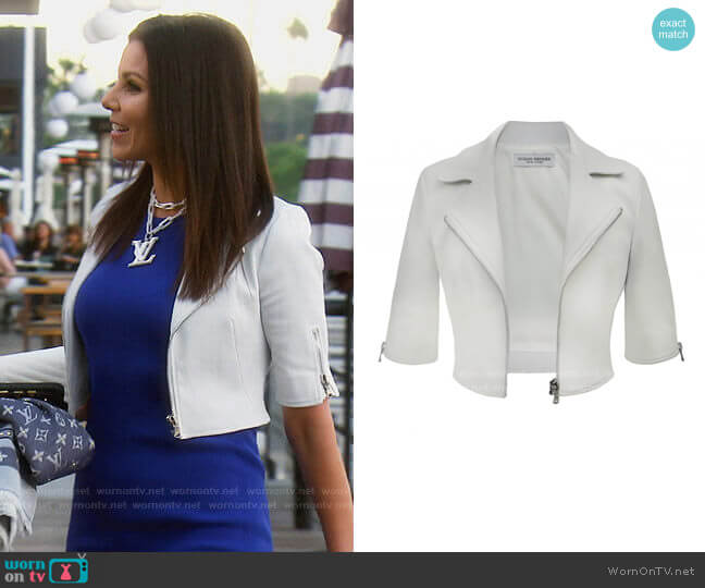 WornOnTV: Heather's white short sleeve leather jacket on The Real