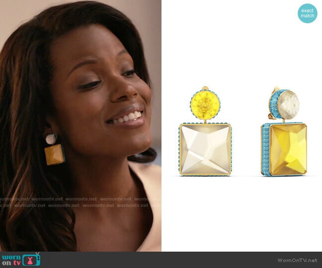 Swarovski Orbita drop earrings worn by Vivian Banks (Cassandra Freeman) on Bel-Air