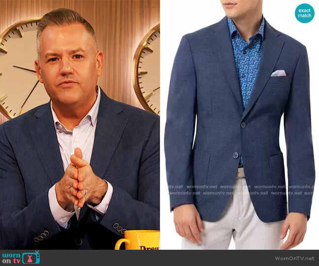 Men's Slim-Fit Navy Blue Solid Sport Coat by Tallia worn by Ross Mathews on The Drew Barrymore Show