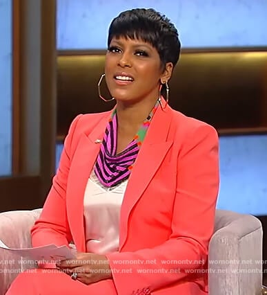 Tamron’s coral blazer and pants on Tamron Hall Show