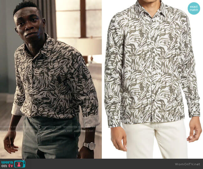 Ted Baker Cellent Animal Shirt worn by Carlton Banks (Olly Sholotan) on Bel-Air