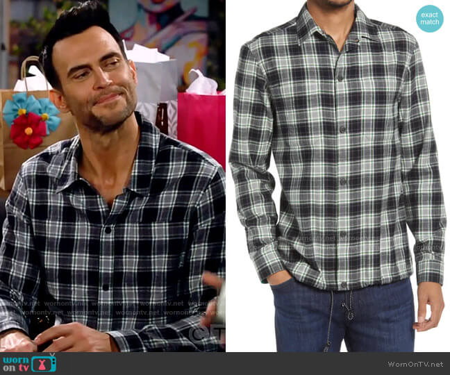 Ted Baker Chiltim Plaid Cotton Shirt Jacket worn by Max (Cheyenne Jackson) on Call Me Kat