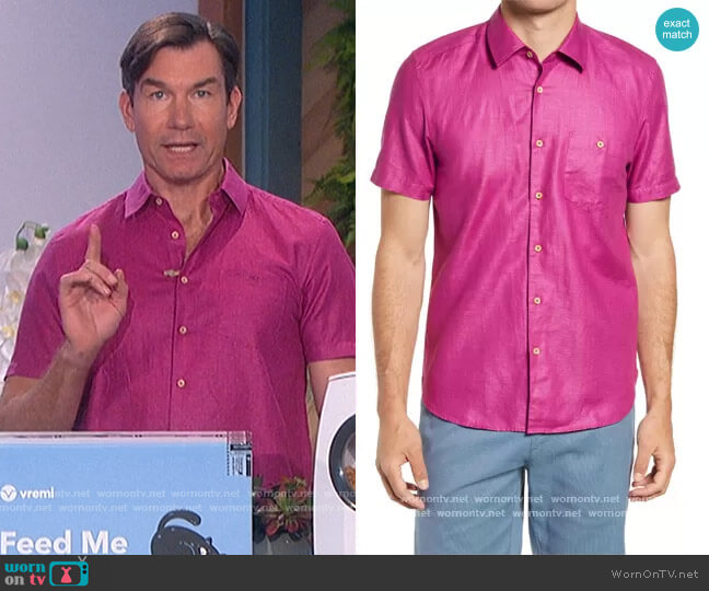 Civiche Linen & Cotton Button-Up Shirt by Ted Baker worn by Jerry O'Connell on The Talk