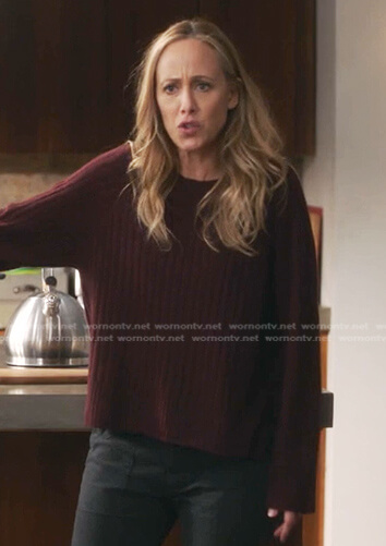 Teddy's burgundy ribbed sweater on Greys Anatomy