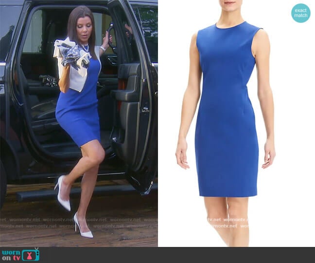 Double Stretch Sleeveless Sheath Dress by Theory worn by Heather Dubrow on The Real Housewives of Orange County