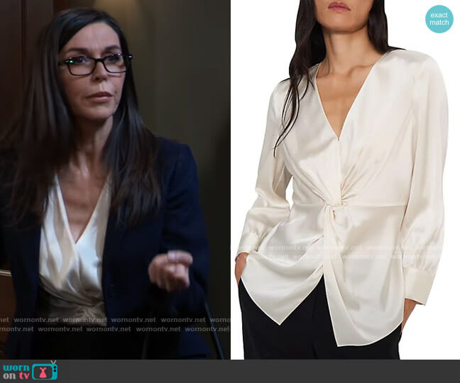 Twist Front Blouse by Theory worn by Anna Devane (Finola Hughes) on General Hospital