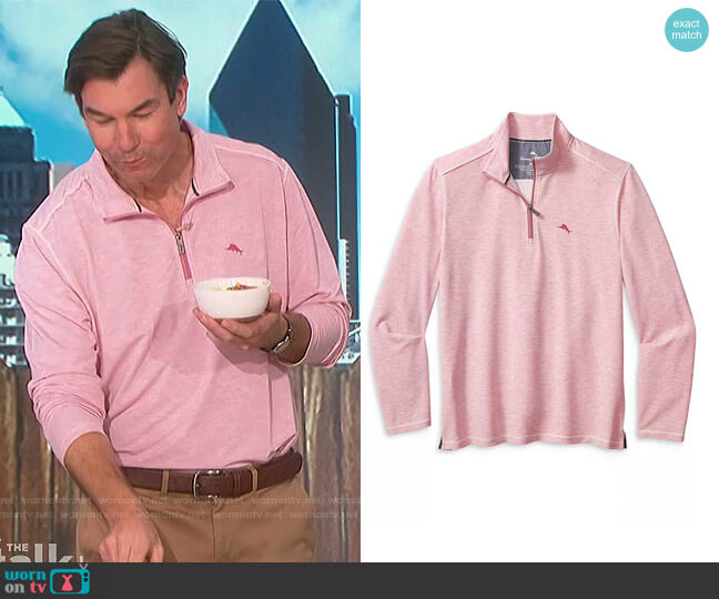 Coasta Vera Regular Fit Half Zip Sweater by Tommy Bahama worn by Jerry O'Connell on The Talk