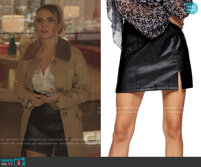 Faux Leather Mini Skirt by Topshop worn by Amanda Carrington (Eliza Bennett) on Dynasty