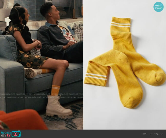 Urban Outfitters Athletic Striped Crew Sock worn by Ashley Banks (Akira Akbar) on Bel-Air
