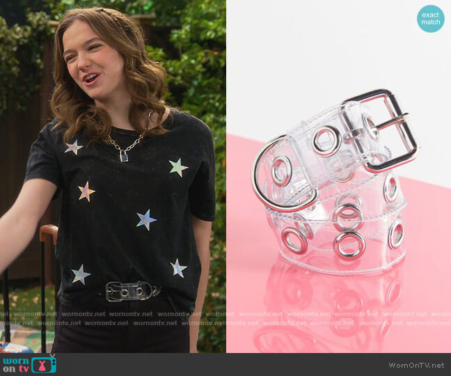 Large Grommet Clear Belt by Urban Outfitters worn by Presley (Jayden Bartels) on Side Hustle