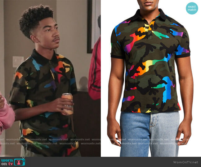 Multi-Camo Polo Shirt by Valentino worn by Jack Johnson (Miles Brown) on Blackish