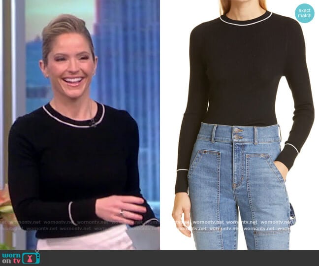 Kinnie Ribbed Merino Wool Sweater by Veronica Beard worn by Sara Haines on The View