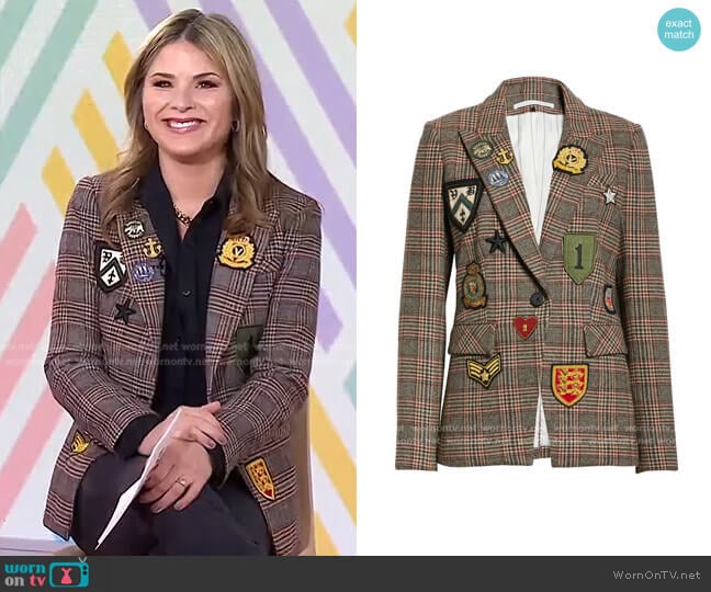 Merlin Patch Dickey Wool Blend Jacket by Veronica Beard worn by Jenna Bush Hager on Today