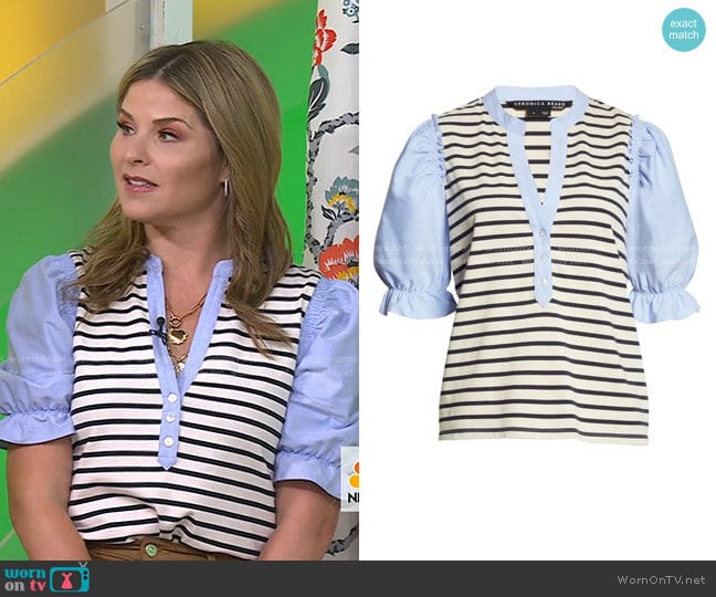 Raegan Cotton Top by Veronica Beard worn by Jenna Bush Hager on Today