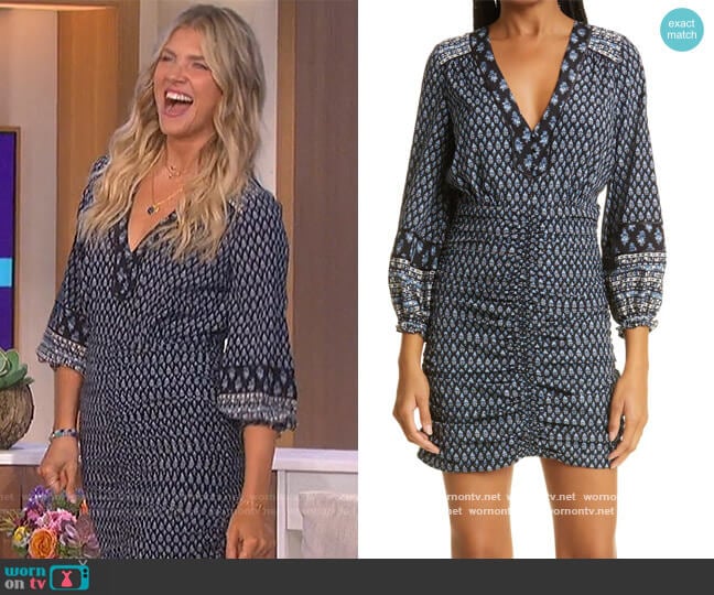 Zaria V-Neck Ruched Dress by Veronica Beard worn by Amanda Kloots on The Talk