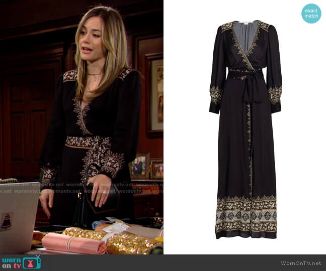 Veronica Beard Blaise Maxi Dress worn by Hope Logan (Annika Noelle) on The Bold and the Beautiful