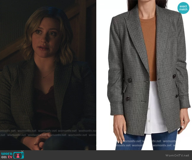 Riverdale Betty Cooper Blazer  Lili Reinhart Check Print Tweed Blazer