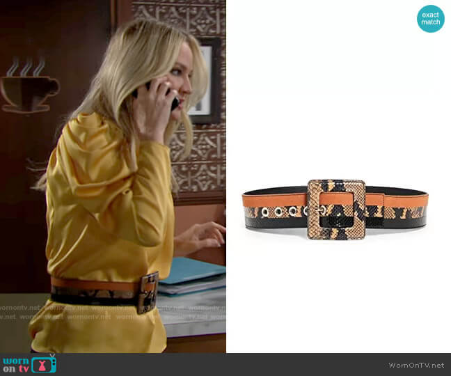 Veronica Beard Risa Belt worn by Sharon Newman (Sharon Case) on The Young and the Restless