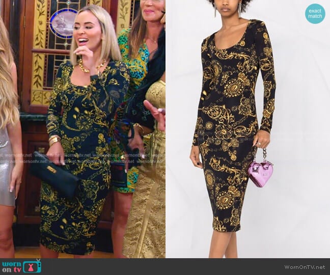 Baroque-Print Midi Dress by Versace Jeans Couture worn by Nicole Martin (Nicole Martin) on The Real Housewives of Miami