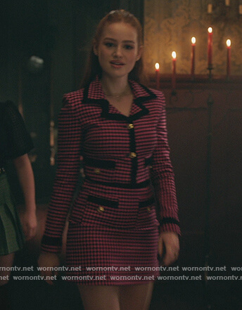 Cheryl's pink gingham check blazer and skirt on Riverdale
