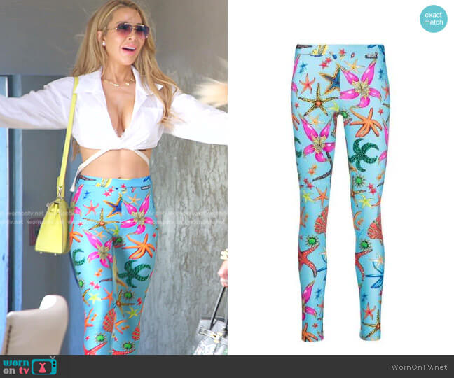 Starfish-Print Leggings by Versace worn by Lisa Hochstein (Lisa Hochstein) on The Real Housewives of Miami