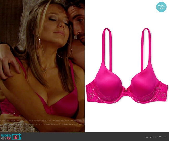 Victorias Secret Lightly-Lined Ombré Lace Full Coverage Bra in Berry Blush / Gold Shine worn by Abby Newman (Melissa Ordway) on The Young & the Restless