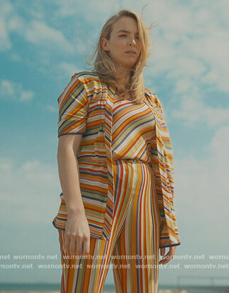Villanelle’s multicolored stripe top and pants on Killing Eve