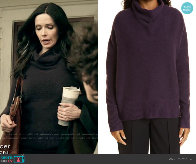 Vince Dark Mulberry Cowl Neck Boiled Cashmere Sweater worn by Lois Lane (Elizabeth Tulloch) on Superman & Lois