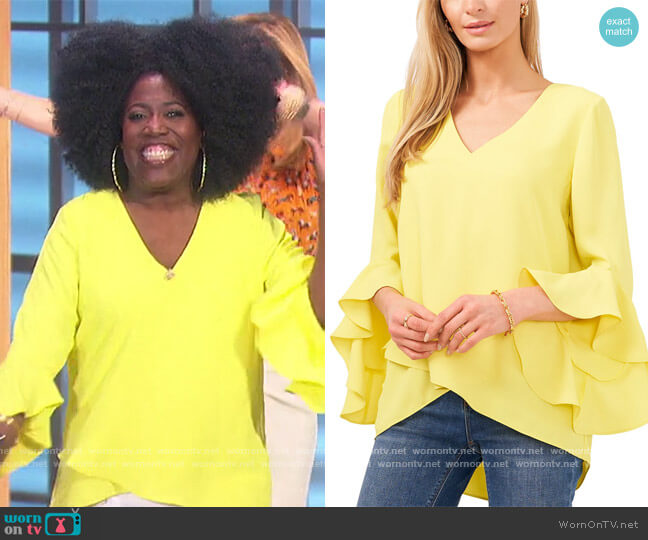 Flutter Sleeve Tunic by Vince Camuto worn by Sheryl Underwood on The Talk