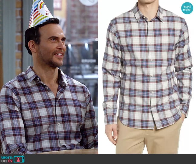 Vince Tartan Plaid Button-Up Shirt worn by Max (Cheyenne Jackson) on Call Me Kat