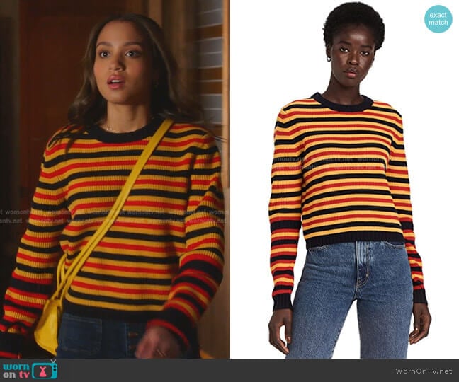 All Over Stripe Crewneck Sweater by Victoria Beckham worn by May Grant (Corinne Massiah) on 9-1-1