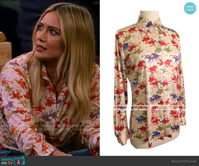 Vintage Horse Print Button Up Top worn by Sophie (Hilary Duff) on How I Met Your Father