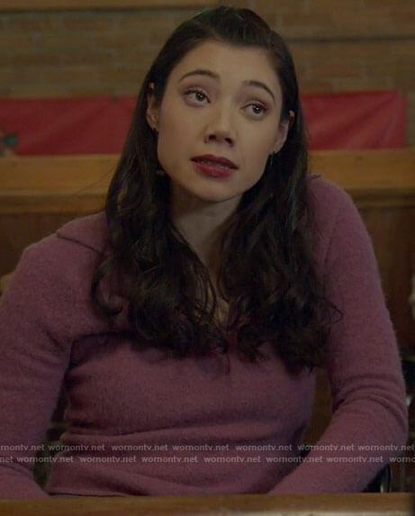 Violet’s pink textured sweater on Chicago Fire