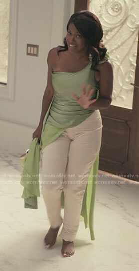Viv's green asymmetric blouse on Bel-Air