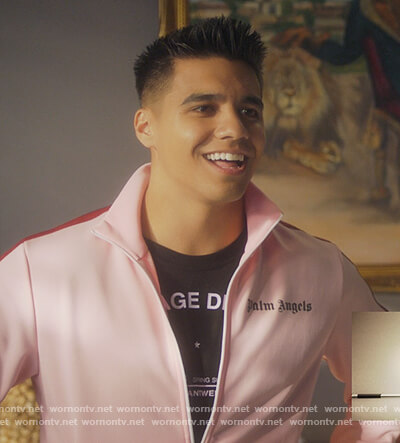 Vivek’s pink side stripe jacket on Grown-ish