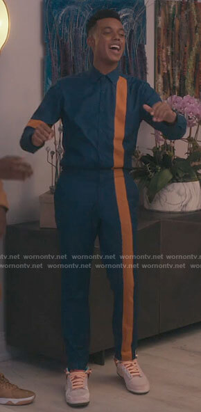 Will's blue shirt and pants with orange stripe on Bel-Air