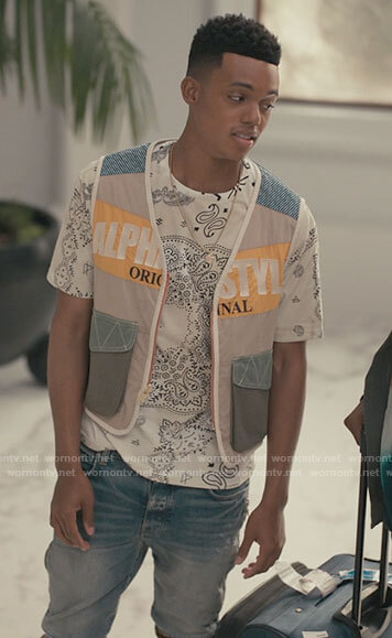 Will's paisley t-shirt and utility vest on Bel-Air