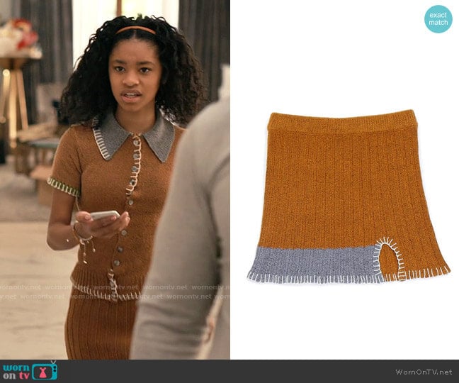 YanYan Tweedle Knit Miniskirt worn by Ashley Banks (Akira Akbar) on Bel-Air