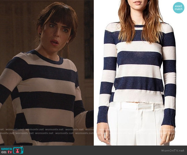 Striped Cashmere Sweater by Zadig and Voltaire worn by Marina (Karla Souza) on Home Economics