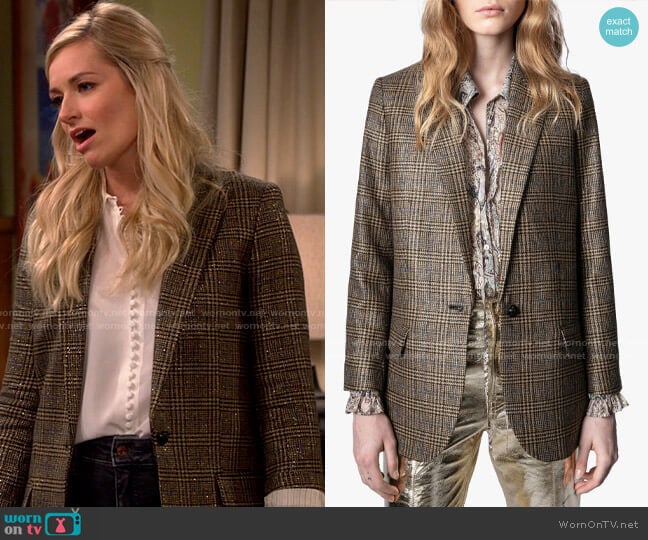 Zadig & Voltaire Viva Blazer worn by Gemma (Beth Behrs) on The Neighborhood