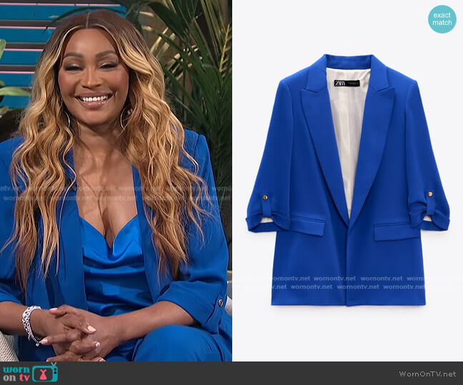 Blazer with Rolled-Up Sleeves by Zara worn by Cynthia Bailey on E! News Daily Pop