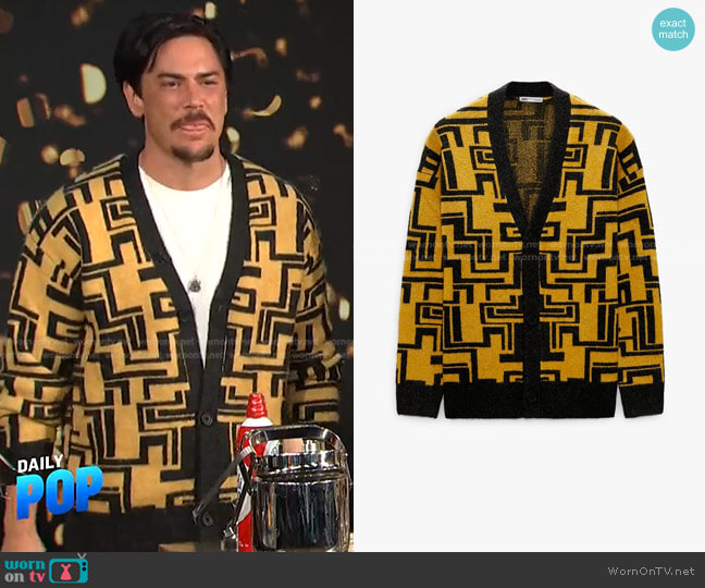 WornOnTV: Tom Sandoval’s yellow geometric print cardigan on E! News ...