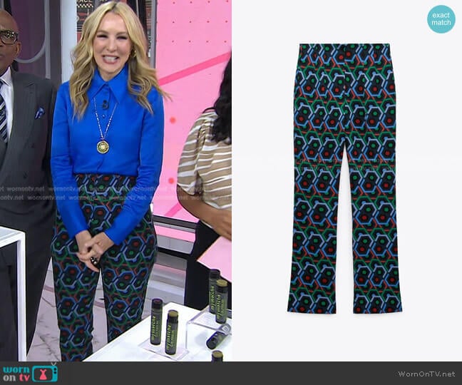 Geometric Print Flare Pants by Zara worn by Chassie Post on Today