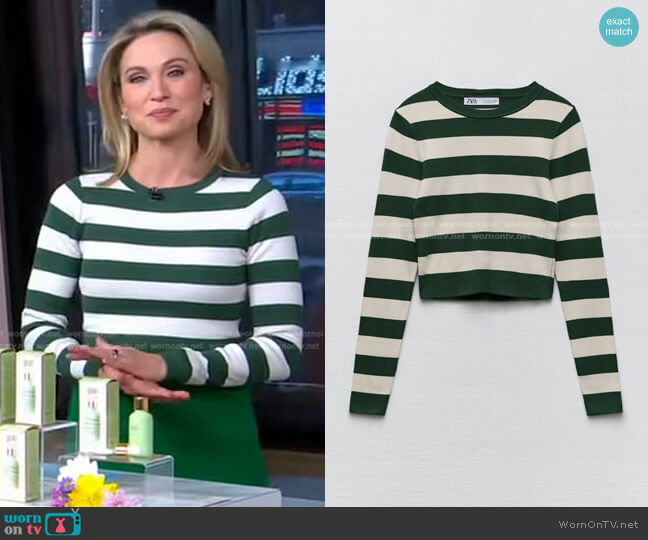 WornOnTV: Amy's green striped sweater and knit skirt on Good