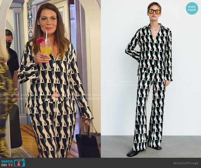 Flowy Print Shirt and Pants by Zara worn by Julia Lemigova (Julia Lemigova) on The Real Housewives of Miami